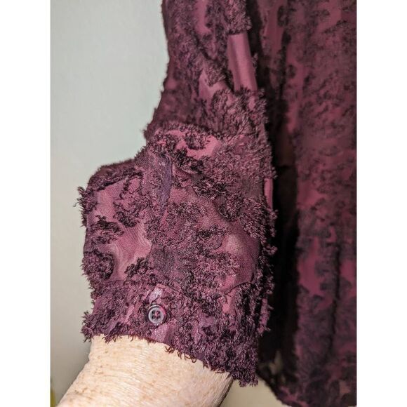 Women's Altar'd State Floral Peplum Burgundy Top Size L - Picture 4 of 11